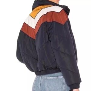 Free People Heidi Puffer Ski Jacket Navy Blue